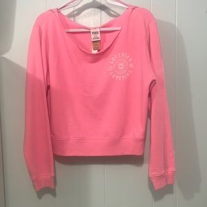NWT Med - PINK Bright Pink Crop Hoodie